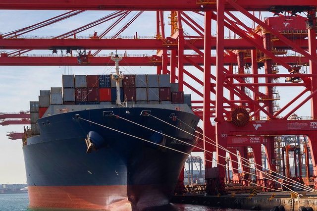 Transnet cranes unloading cargo from a ship